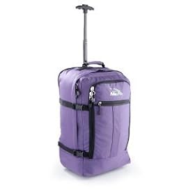 Cabin Max Flight Approved Carry on Purple Trolley Rucksack Bag 44L lightweight wheeled luggage