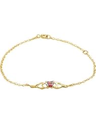 14K Yellow Butterfly Cz Birthstone Bracelet With Box January Bracelet With Box