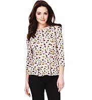Petite House Print Peplum Top