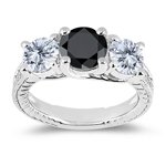 1.43 Cts Black & White Diamond Ring in 14K White 21f55EmBJyL. SL160 1.43 Cts Black & White Diamond Ring in 14K White