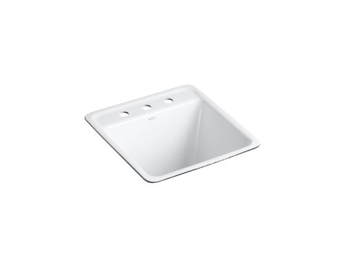 KOHLER K-6655-3U-0 Park Falls Undercounter Sink with Three-Hole Faucet Drilling, White
