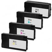Toner Spot Remanufactured Full Color Set Ink Cartridges Replacement for HP No.711 (Black, Cyan, Magenta, Yellow)