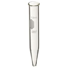 Kimble Kimax 45194-12 Glass Conical Bottom 12mL Heavy-Duty Plain Centrifuge Tube, Clear, Case of 12