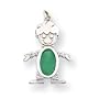 14k White Gold Emerald Boy Birthstone Charm - JewelryWeb