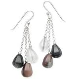 .925 Silver, Opal, Quartz and Onyx Earrings