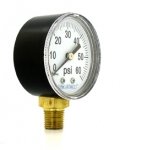 "Pressure Gauge Range 0-60 PSI-2"" Plastic Case-1/4"" MIP Bottom Connection"