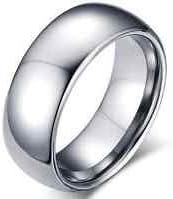 Metal Jewellery Men's Tungsten Carbide Silver Polished Dome Comfort Fit Wedding Ring & Band 8mm Size 9