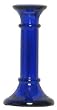 Colorful Recycled Art Glass Small Cobalt Blue Candleholder 6"H Set of Two