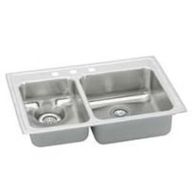 Elkay LWRQ3322R4 Lustertone WasteAll Double Basin Kitchen Sink