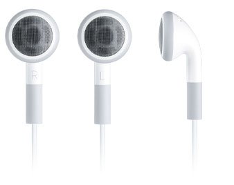 3.5 mm White Stereo Earbud Headphones for Apple iPod nano, iPod video, iPod mini and iPod shuffle - NO Answer/off Button