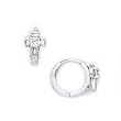 14K White Gold CZ Cross Huggy Earrings