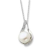 Sterling Silver Cultured Pearl & CZ 18 Necklace - QSX216