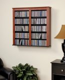 Cherry Finish Double Floating Wall Multimedia Storage