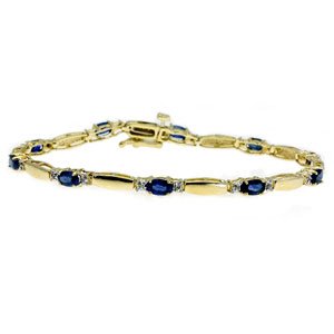 14k Yellow Gold, Sapphire & Diamond Accent Bracelet (2.80 ctw)