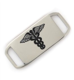 Black Staff of Life Stainless Steel Medical Alert