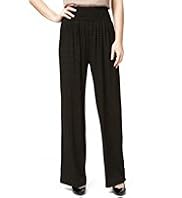 Wide Waistband Pinspotted Palazzo Trousers
