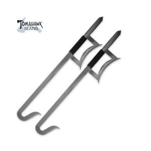 Chinese Hook Swords Set Of 2 Silver