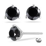 1/4 Ct Round A Black Diamond Stud Earrings in 14K White Gold