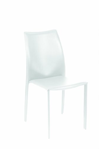 Euro Style 02350WHT Dalia Side Chair, White Leather, Set of 4