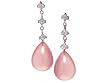 18k White Gold Natural Rose Quartz & Drop Diamond Earrings Ct.tw 38.55
