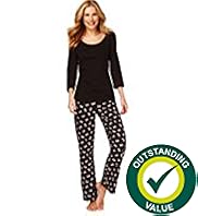 Pure Cotton 3/4 Sleeve Bow Print Pyjamas