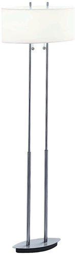 Lite Source LS-9821PS/WHT Bliss Floor Lamp, Polished Steel with White Fabric Shade