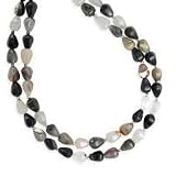 .925 Silver, Quartz & Onyx 2-Strand Necklace- 17 IN
