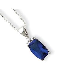 Sterling Silver Cushion Cut Violet and Clear CZ Necklace QG1965-18"