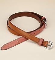 Limited Collection Leather Double Buckle Skinny Belt