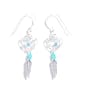 Dream Catcher Earrings in Heart Shape with Sterling Silver, Turquoise Beads and Sterling Silver Feathers