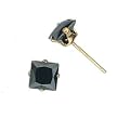 Sterling Silver Gold Plated Stud Earrings with Black CZ- Square Stamping -6 mm
