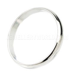 3mm 9ct White Gold D-Shape Wedding Ring - J