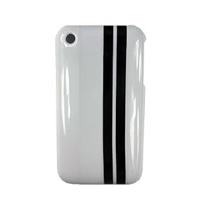 Modelabs - Coque de protection pour iPhone 3G - Blanc / 2 bandes Noir