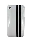 Modelabs - Coque de protection pour iPhone 3G - Blanc / 2 bandes Noir