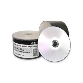 50 Ritek Silver F/Face Printable 52x CD-R CDR (50 Pack)