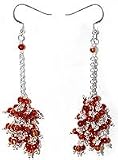 Beaded Earrings in Sterling Silver & Carnelian Gemstone Indian Style 3.5 