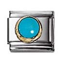NOMINATION Italian Charm in stainless steel and 18k gold Round Cabochon (TURQUOISE)