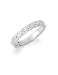 14K White Gold Hand Engraved Band: Size 10