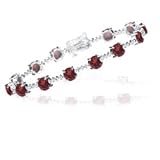 0.01 Cts Diamond & 13.86 Cts Garnet Bracelet in 14K White Gold
