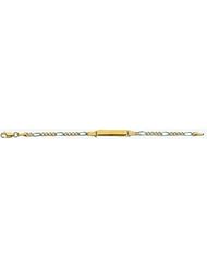 2mm 14k Tri Color Figaro ID Bracelet 5.5"