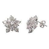 Stunning Sterling Silver Starburst 7 Ct CZ Earrings, Post Earring Style