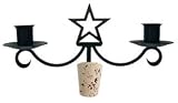 Review   / Star Wine Bottle Stopper Topper / Taper Candle Candlebras - Wrought Iron