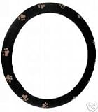 Dog Doggie Puppy Paw Prints Steering Wheel Cover Black