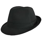 Blues Brothers Cotton Solid Fedora Hat-Black