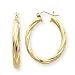 14k Polished 4mm Oval Twisted Tube Hoop Earrings