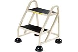 2 Step Aluminum Rolling Ladder - Beige