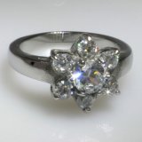 316L Stainless Steel Ring with 7 hand set cubic zirconia stones