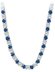 14K White Gold Sapphire Diamond Eternity Necklace 16.00 CT TGW