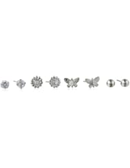 Kate & Lucy Girls Sterling Silver 4 Piece Earrings Set