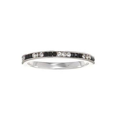 Sterling Silver Black + White CZ Stackable Band Ring